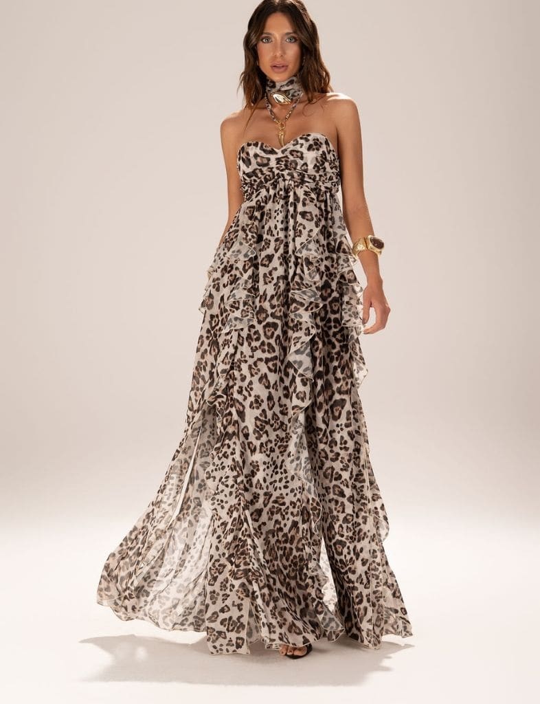 Vestido Longo Taye Animal Print