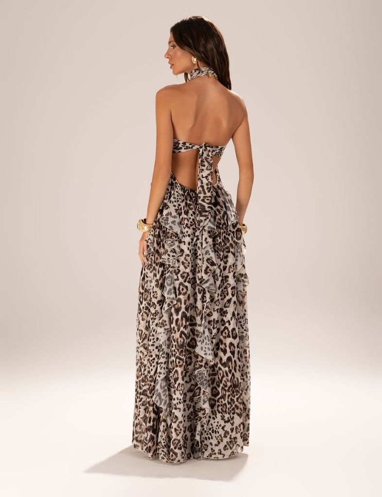 Vestido Longo Taye Animal Print