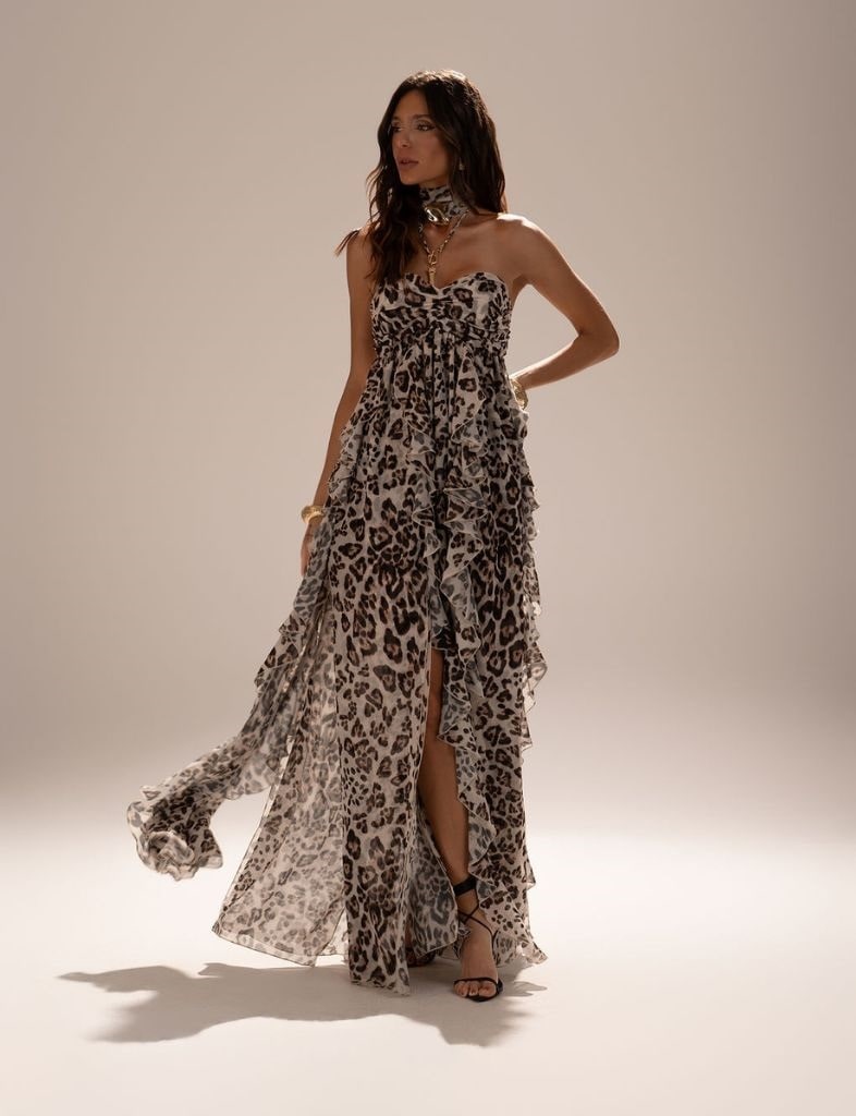 Vestido Longo Taye Animal Print