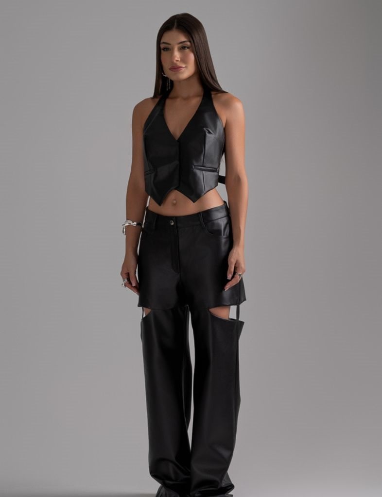Colete Cropped Zara Couro