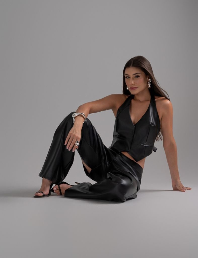 Colete Cropped Zara Couro